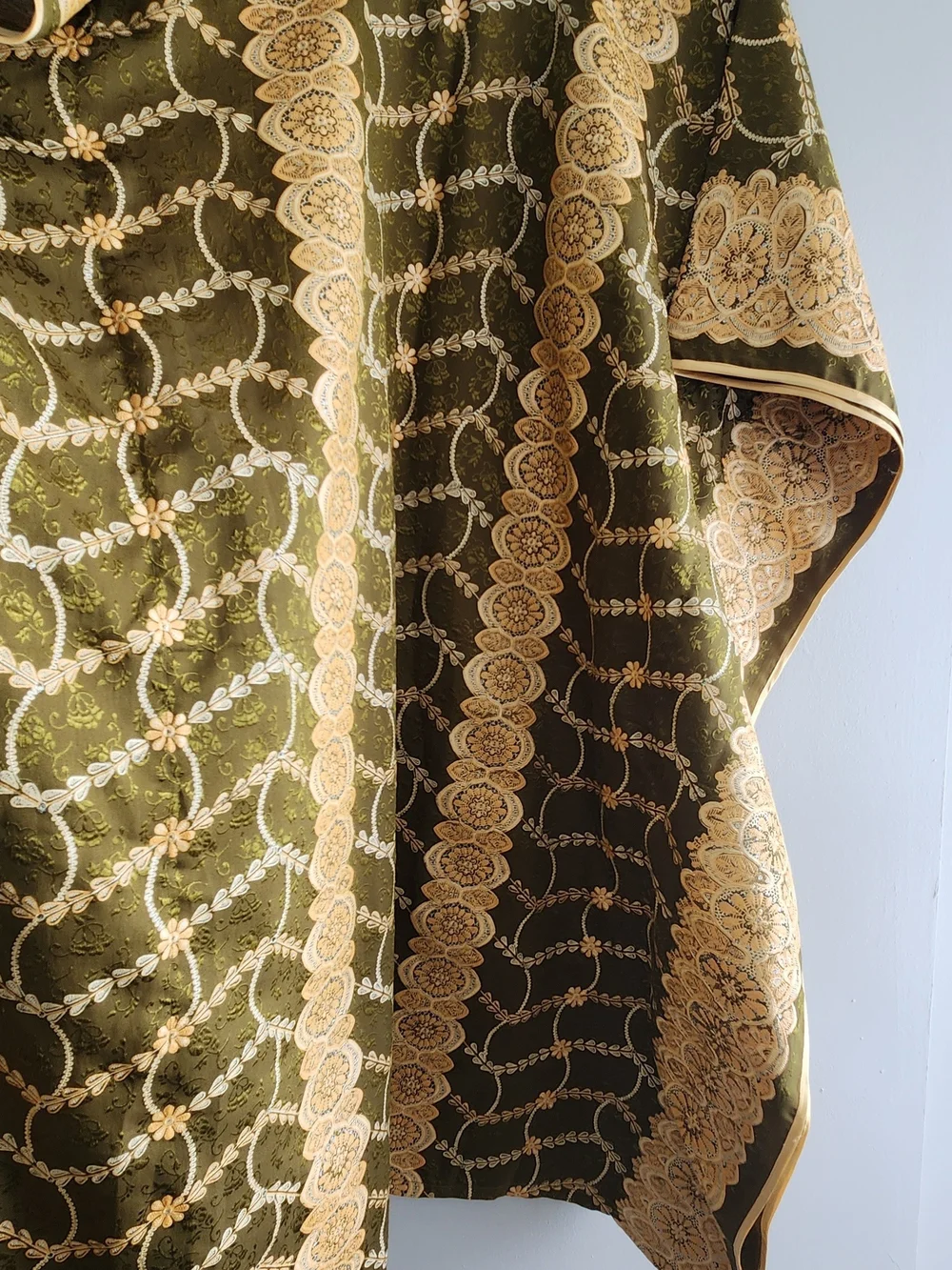 Olive Green and Peach Printed 3-pc Ladies Set